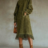 Aurora | Suede Fringe Dress