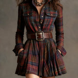 Magdalena | Elegant short checkered dress