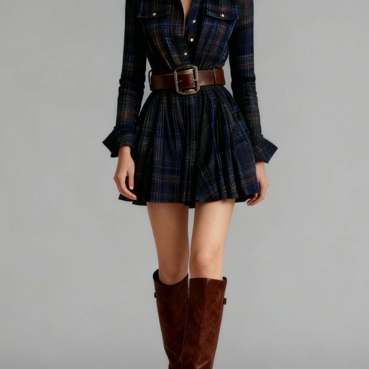 Magdalena | Elegant short checkered dress