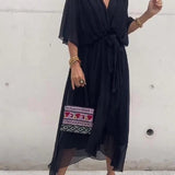 Thyra -  V Neck Midi Dress