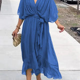 Thyra -  V Neck Midi Dress