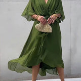 Thyra -  V Neck Midi Dress