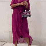 Thyra -  V Neck Midi Dress