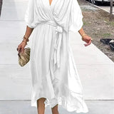 Thyra -  V Neck Midi Dress