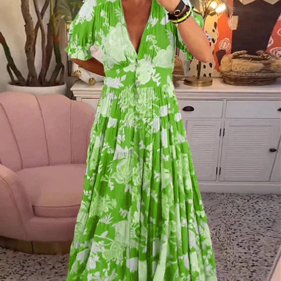 Isabeau - Comfortable Maxi Dress with V-Neck and Pockets