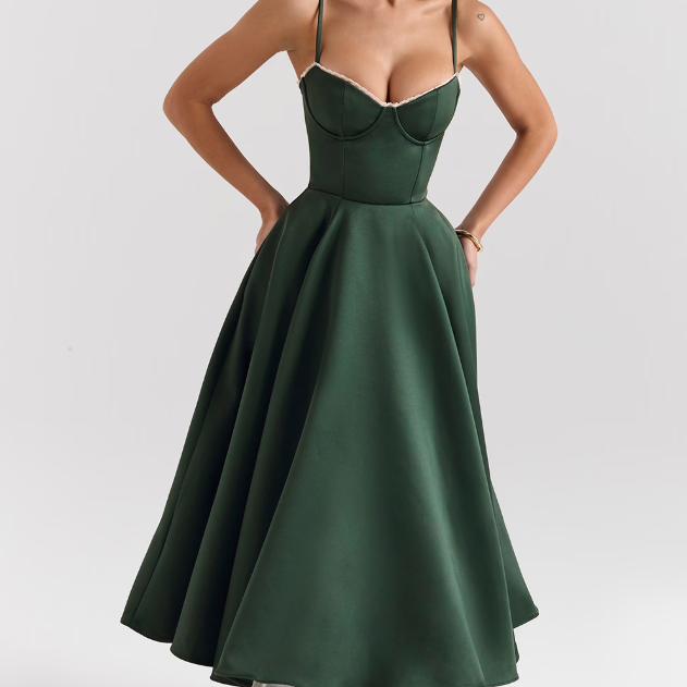 Luce - Satin Tulle Midi Dress