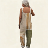 Marlene | Dungarees with Natural Stripe Print