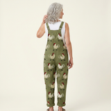 Mathilde | Dungarees with Rural Cockerel Print