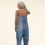 Cristina | Dungarees with Blue Patchwork Print
