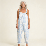 Wibke | Dungarees with Azure Blue Leaf Print