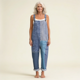 Cristina | Dungarees with Blue Patchwork Print