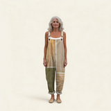 Marlene | Dungarees with Natural Stripe Print