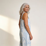 Wibke | Dungarees with Azure Blue Leaf Print
