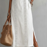 Jimena | Midi Linen Dress with Mandarin Collar