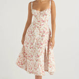 AURORA - LACE-UP CORSET MIDI DRESS
