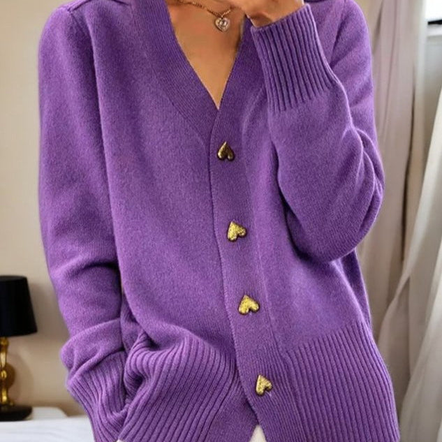 Adele - Elegant Cardigan with Heart Buttons